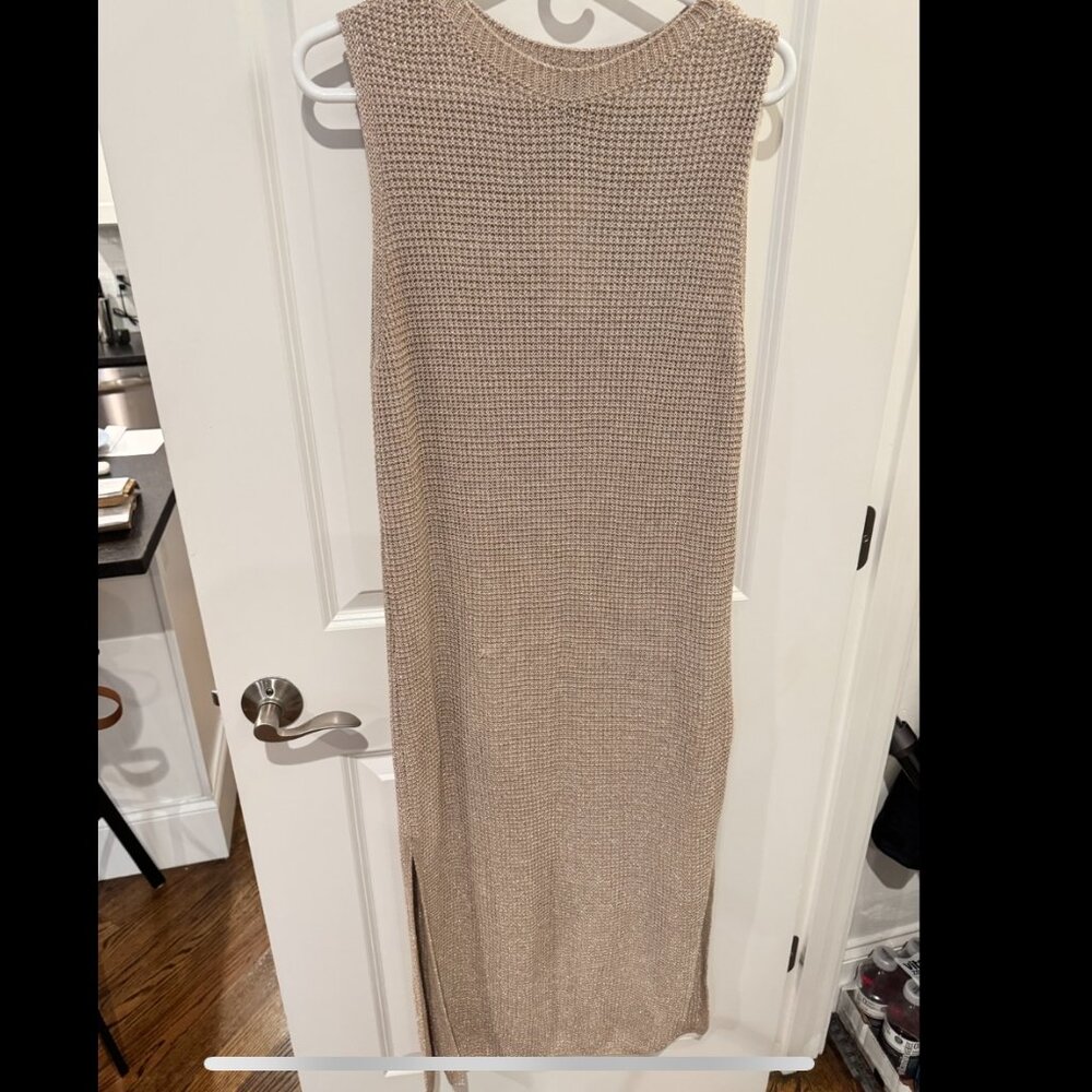 NWT Zara Crochet/Knit Metallic Slip Maxi Dress/Coverup